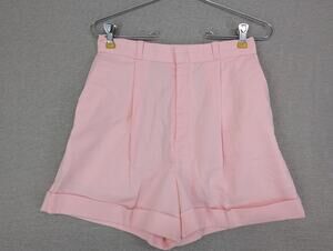 Vintage Cheryl Tiegs Cuffed Shorts Size 10 High Waisted USA Pink -0925F127